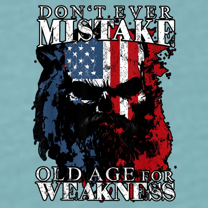 Skull American Flag Dont Ever Mistake Old Age For Weakness Sueded Cloud Jersey T-Shirt
