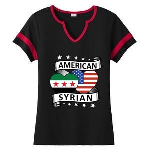 Syrian American Flag American And Syrian Syria New Flag Sweatshirt Ladies Halftime Notch Neck Tee