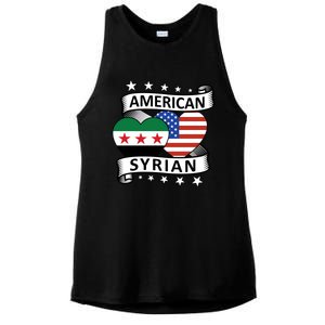 Syrian American Flag American And Syrian Syria New Flag Sweatshirt Ladies PosiCharge Tri-Blend Wicking Tank