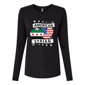 Syrian American Flag American And Syrian Syria New Flag Sweatshirt Womens Cotton Relaxed Long Sleeve T-Shirt