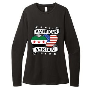 Syrian American Flag American And Syrian Syria New Flag Sweatshirt Womens CVC Long Sleeve Shirt