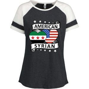 Syrian American Flag American And Syrian Syria New Flag Sweatshirt Enza Ladies Jersey Colorblock Tee