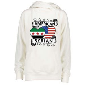 Syrian American Flag American And Syrian Syria New Flag Sweatshirt Womens Funnel Neck Pullover Hood