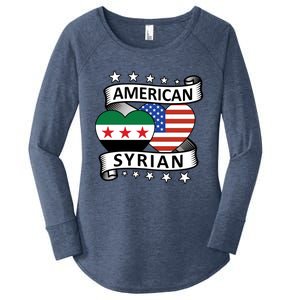 Syrian American Flag American And Syrian Syria New Flag Sweatshirt Women's Perfect Tri Tunic Long Sleeve Shirt