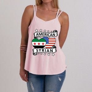 Syrian American Flag American And Syrian Syria New Flag Sweatshirt Women's Strappy Tank