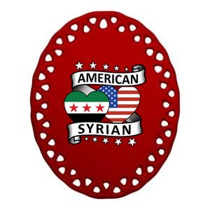 Syrian American Flag American And Syrian Syria New Flag Sweatshirt Ceramic Oval Ornament