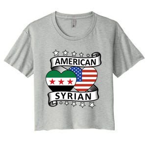 Syrian American Flag American And Syrian Syria New Flag Sweatshirt Women's Crop Top Tee