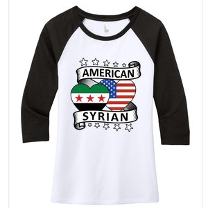 Syrian American Flag American And Syrian Syria New Flag Sweatshirt Women's Tri-Blend 3/4-Sleeve Raglan Shirt