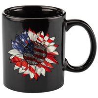 Sunflower American Flag 4th Of July Merica USA 11oz C Handle Ceramic Mug