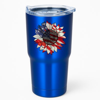 Sunflower American Flag 4th Of July Merica USA Tumbler