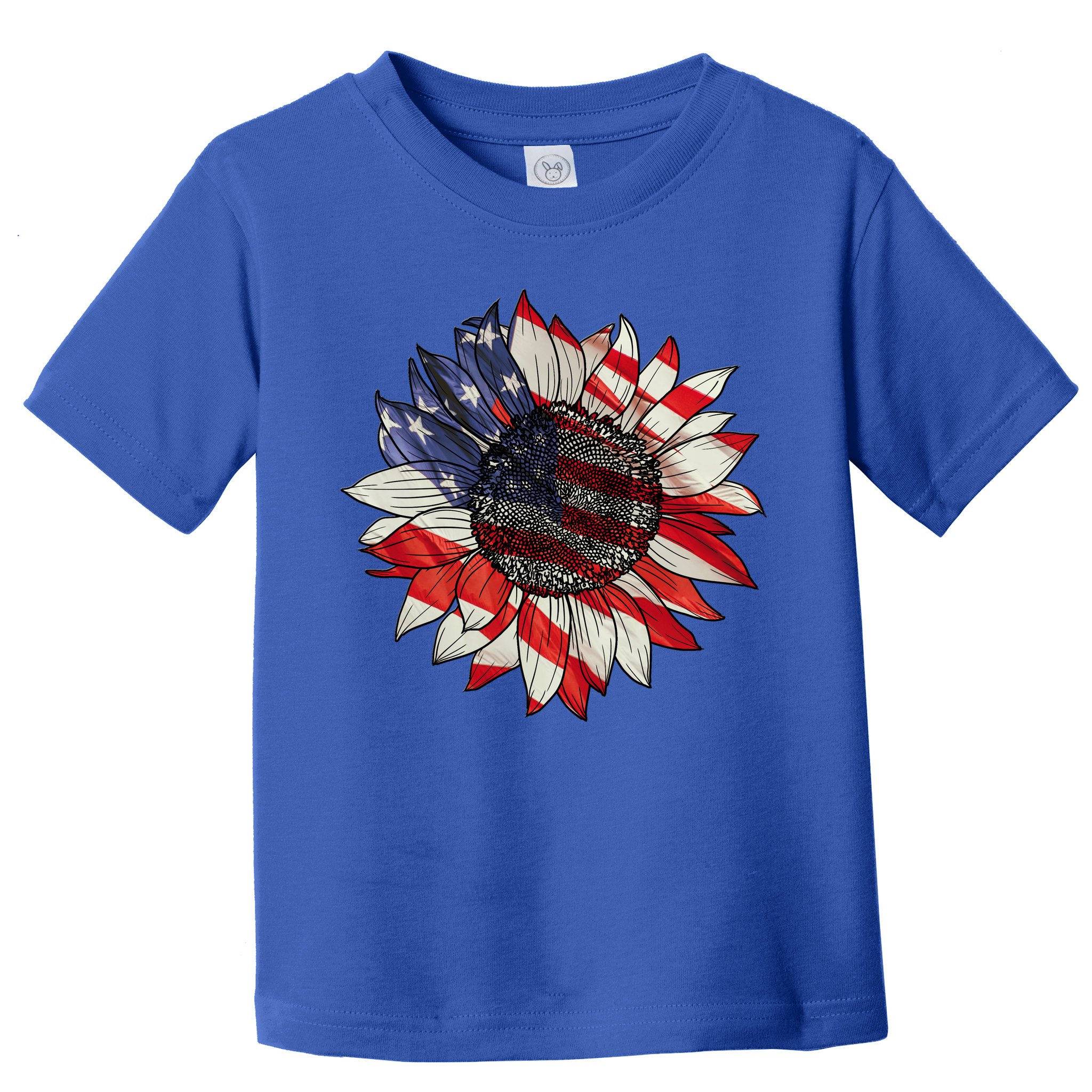 Sunflower American Flag 4th Of July Merica USA Toddler T-Shirt