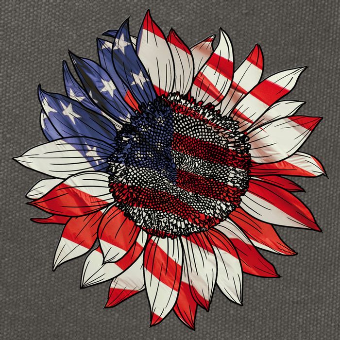 Sunflower American Flag 4th Of July Merica USA Cotton Canvas Backpack