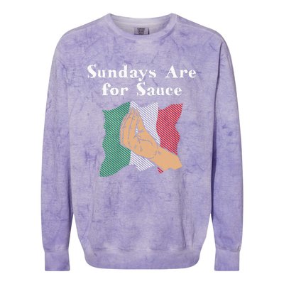 Sundays Are For Sauce Funny Italian Humor Italy Food Sayings Colorblast Crewneck Sweatshirt