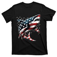 Shark American Flag Usa 4th Of July Funny T-Shirt