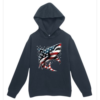 Shark American Flag Usa 4th Of July Funny Urban Pullover Hoodie