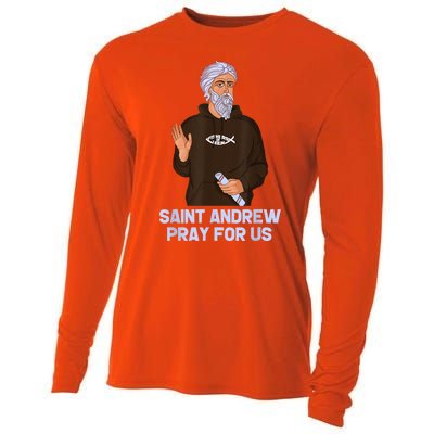 St Andrew Fishing Patron Saint Of Fisherman Catholic Saint Cooling Performance Long Sleeve Crew