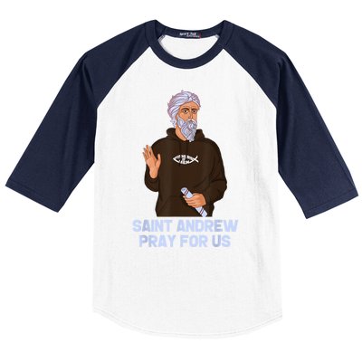 St Andrew Fishing Patron Saint Of Fisherman Catholic Saint Baseball Sleeve Shirt