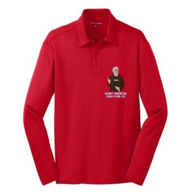 St Andrew Fishing Patron Saint Of Fisherman Catholic Saint Silk Touch Performance Long Sleeve Polo