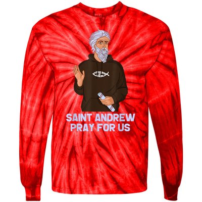 St Andrew Fishing Patron Saint Of Fisherman Catholic Saint Tie-Dye Long Sleeve Shirt