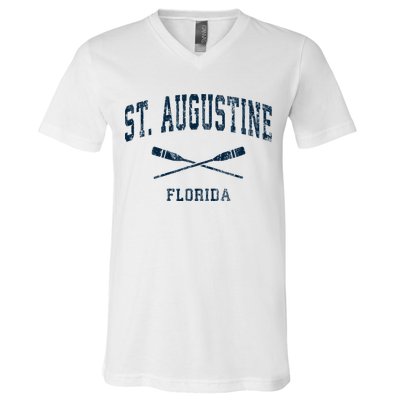 St. Augustine Florida Vintage Nautical Paddles Sports Oars V-Neck T-Shirt