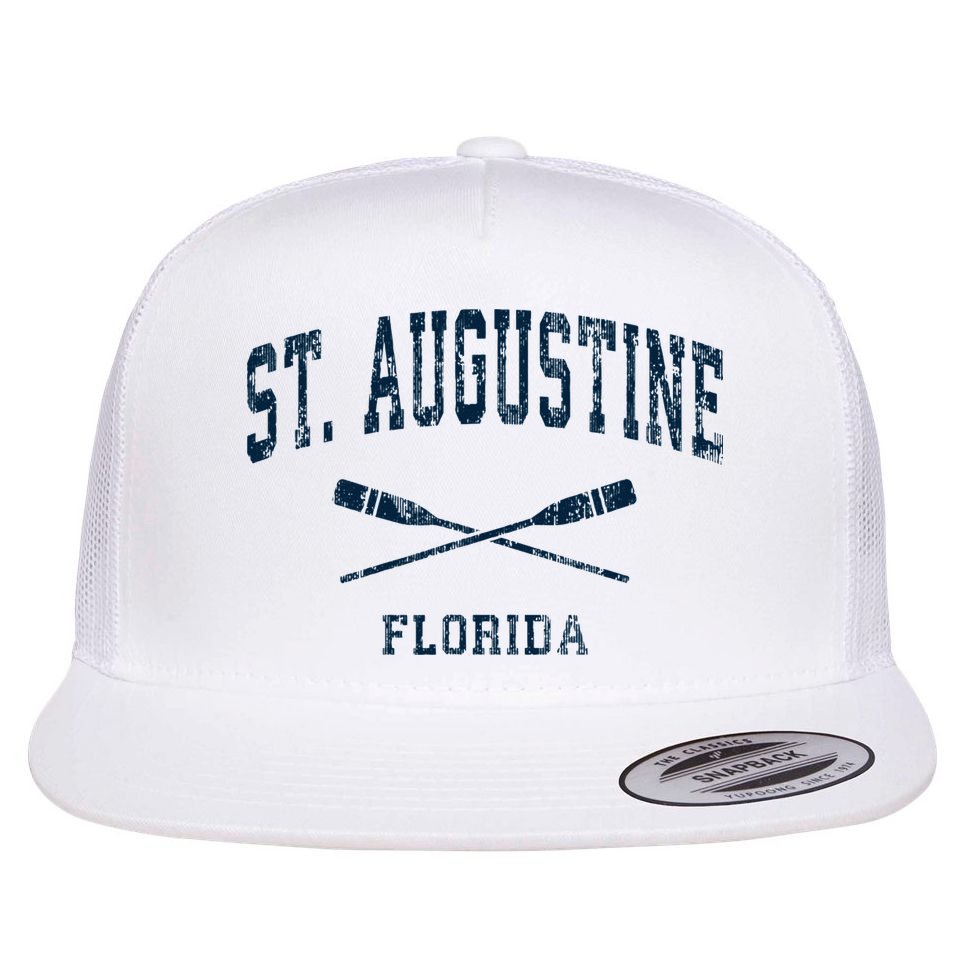 St. Augustine Florida Vintage Nautical Paddles Sports Oars Flat Bill Trucker Hat