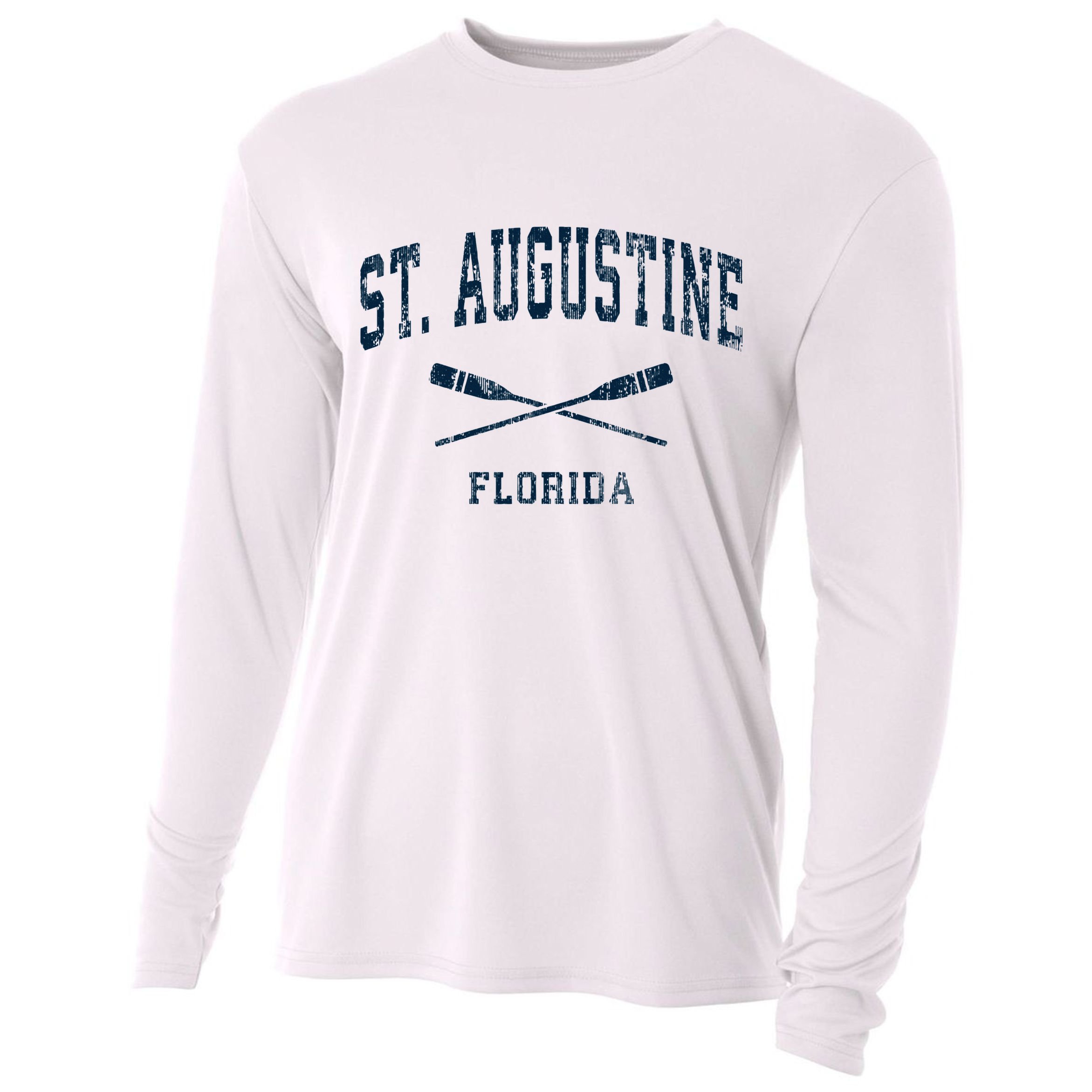 St. Augustine Florida Vintage Nautical Paddles Sports Oars Cooling Performance Long Sleeve Crew