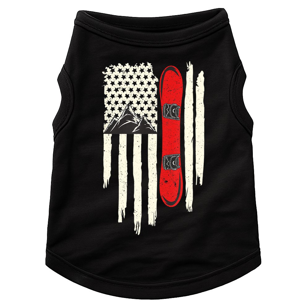 Snowboard American Flag Winter Sports Alpine Snowboarding TShirt Doggie Tank
