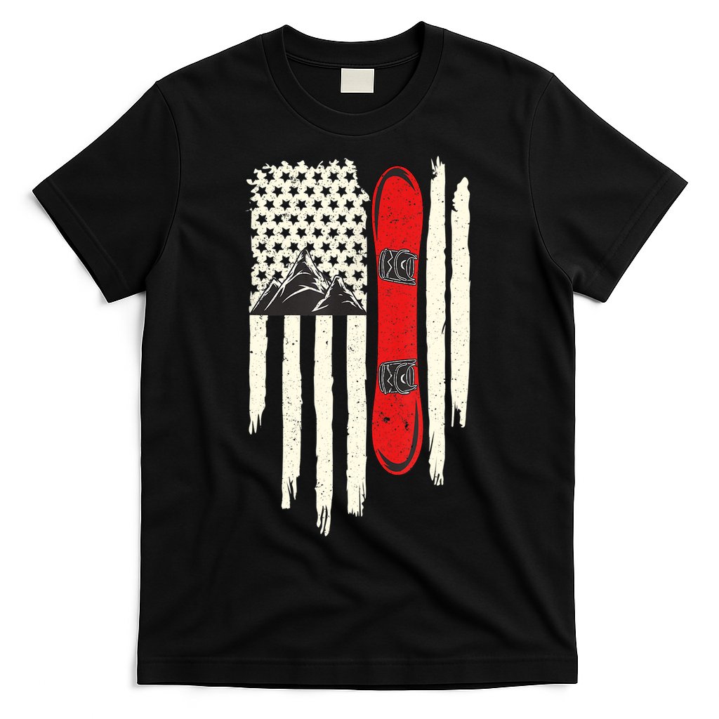 Snowboard American Flag Winter Sports Alpine Snowboarding TShirt T-Shirt