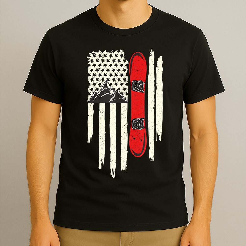 Snowboard American Flag Winter Sports Alpine Snowboarding TShirt T-Shirt