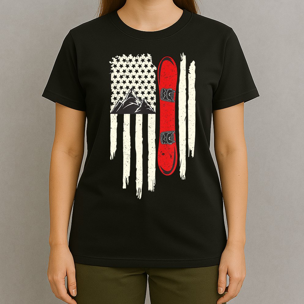 Snowboard American Flag Winter Sports Alpine Snowboarding TShirt T-Shirt