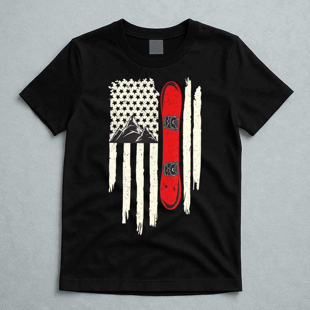 Snowboard American Flag Winter Sports Alpine Snowboarding TShirt T-Shirt
