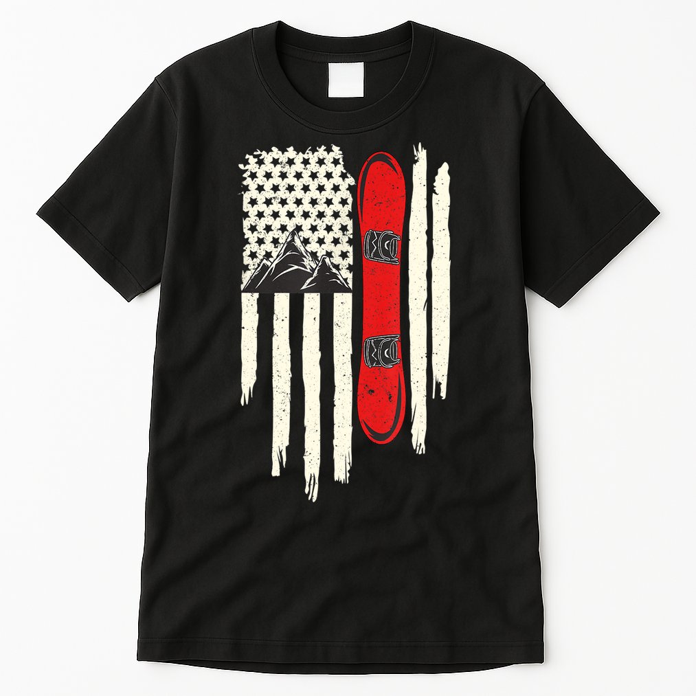 Snowboard American Flag Winter Sports Alpine Snowboarding TShirt Tall T-Shirt