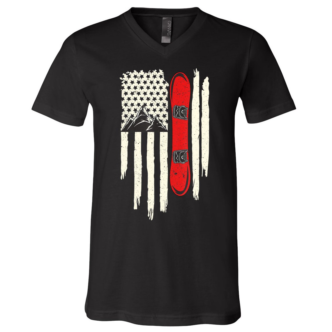 Snowboard American Flag Winter Sports Alpine Snowboarding TShirt V-Neck T-Shirt