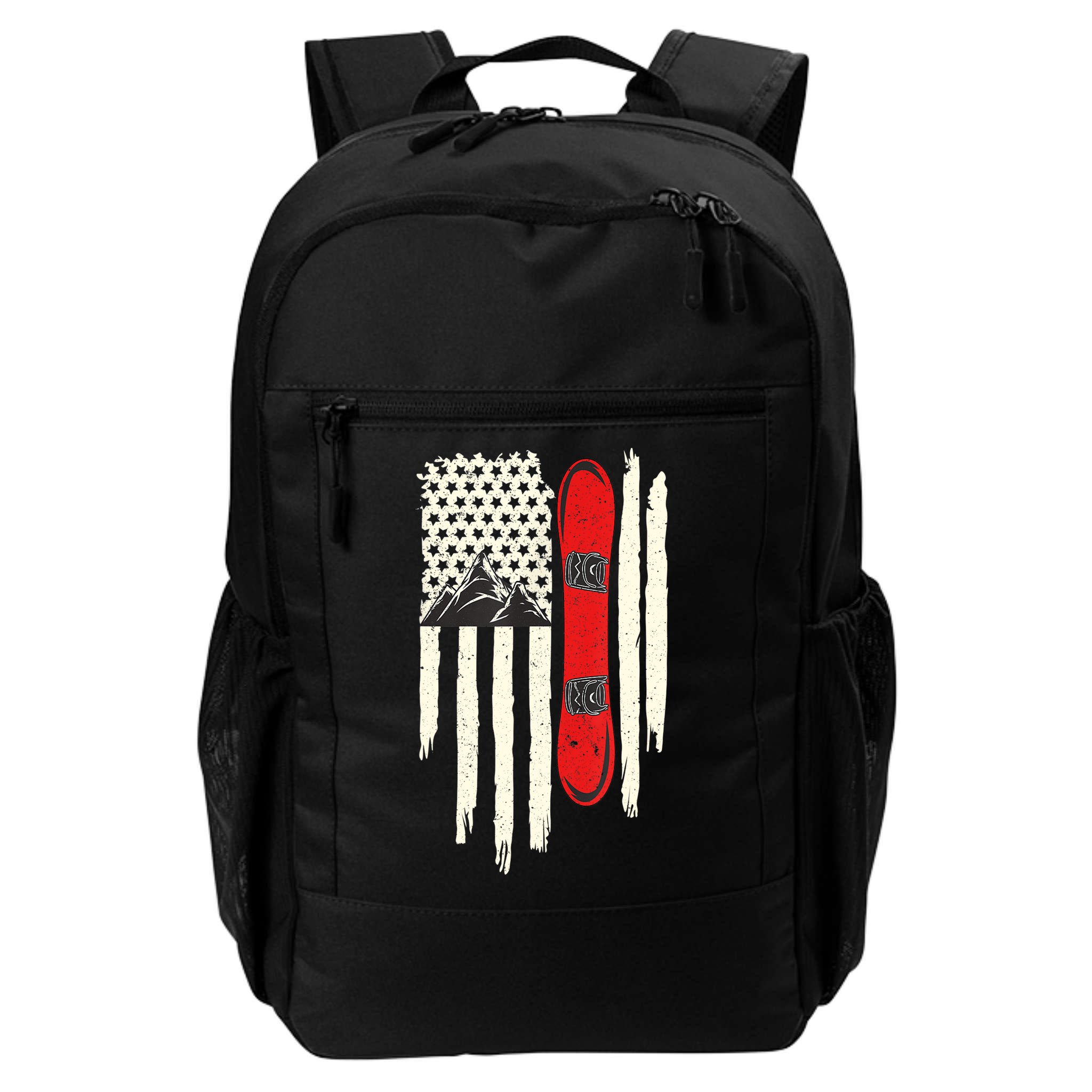 Snowboard American Flag Winter Sports Alpine Snowboarding TShirt Backpack