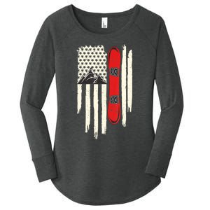 Snowboard American Flag Winter Sports Alpine Snowboarding TShirt Women's Perfect Tri Tunic Long Sleeve Shirt