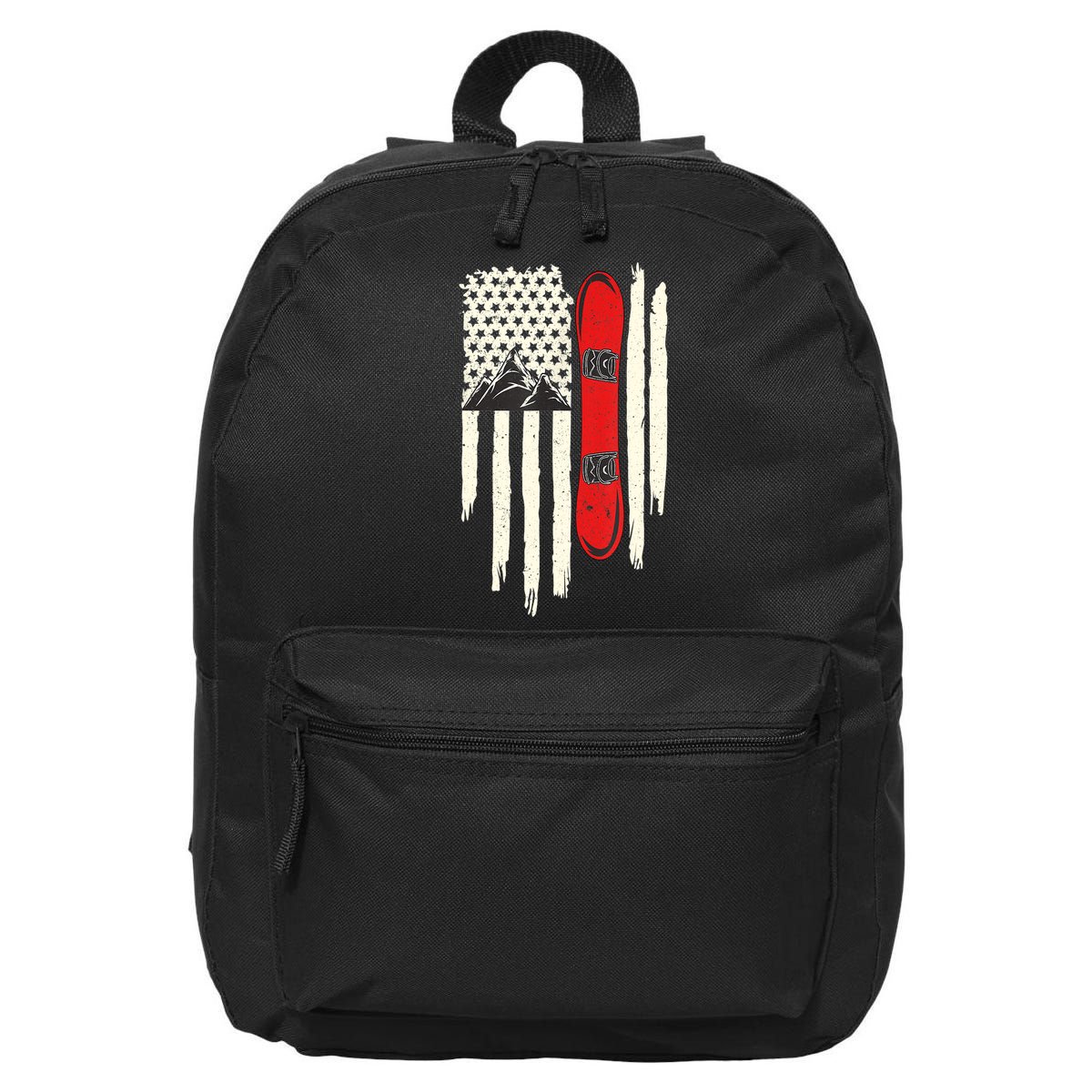 Snowboard American Flag Winter Sports Alpine Snowboarding TShirt 16 in Basic Backpack