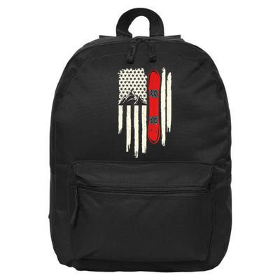 Snowboard American Flag Winter Sports Alpine Snowboarding TShirt 16 in Basic Backpack