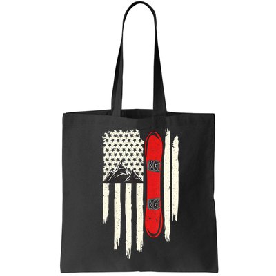 Snowboard American Flag Winter Sports Alpine Snowboarding TShirt Bag
