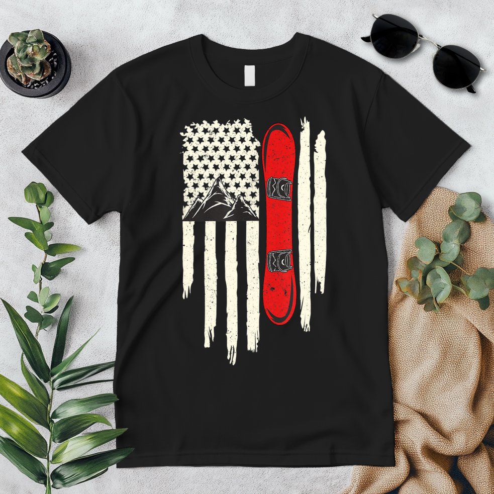 Snowboard American Flag Winter Sports Alpine Snowboarding TShirt Premium T-Shirt
