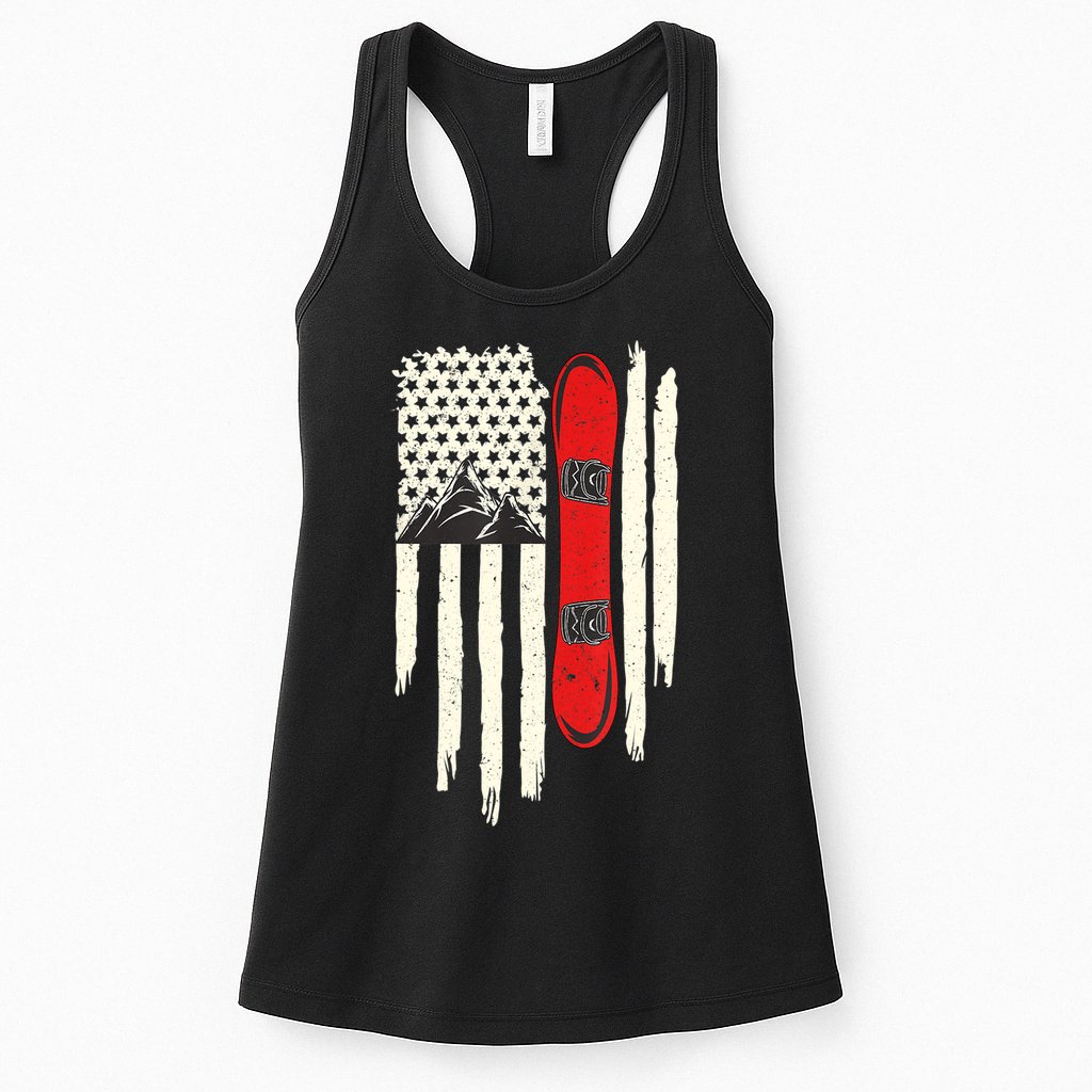 Snowboard American Flag Winter Sports Alpine Snowboarding TShirt Womens Tank Top