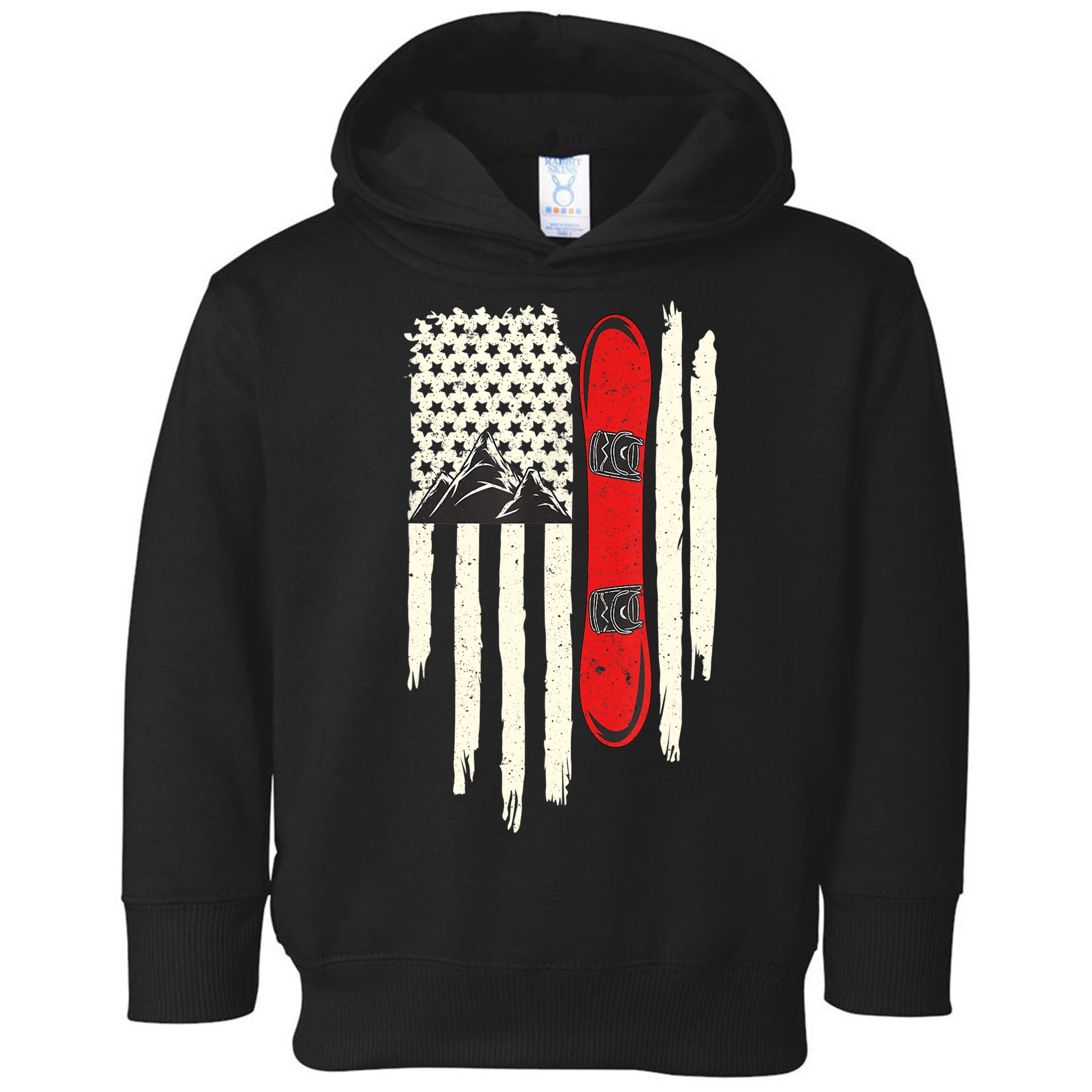 Snowboard American Flag Winter Sports Alpine Snowboarding TShirt Toddler Hoodie