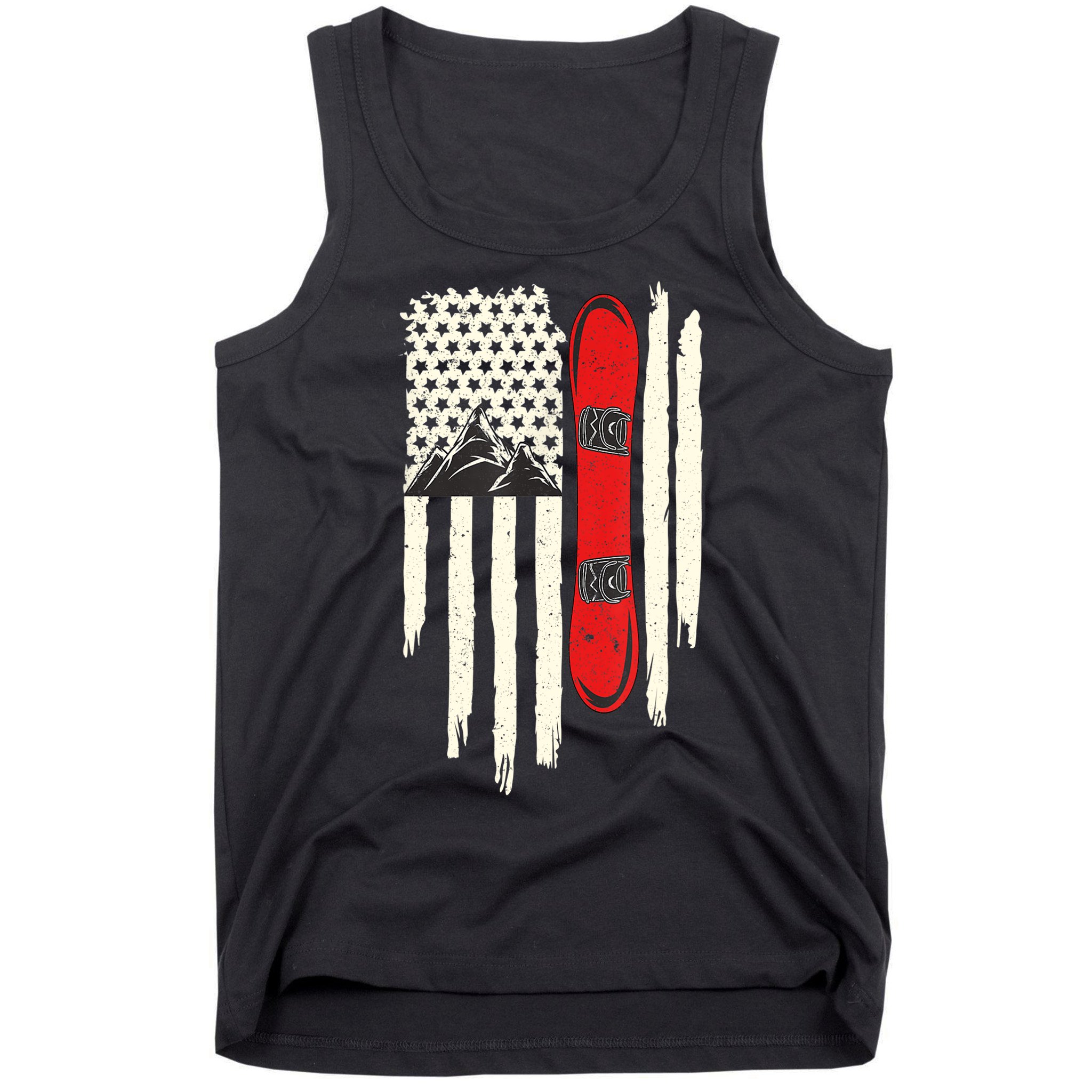 Snowboard American Flag Winter Sports Alpine Snowboarding TShirt Tank Top