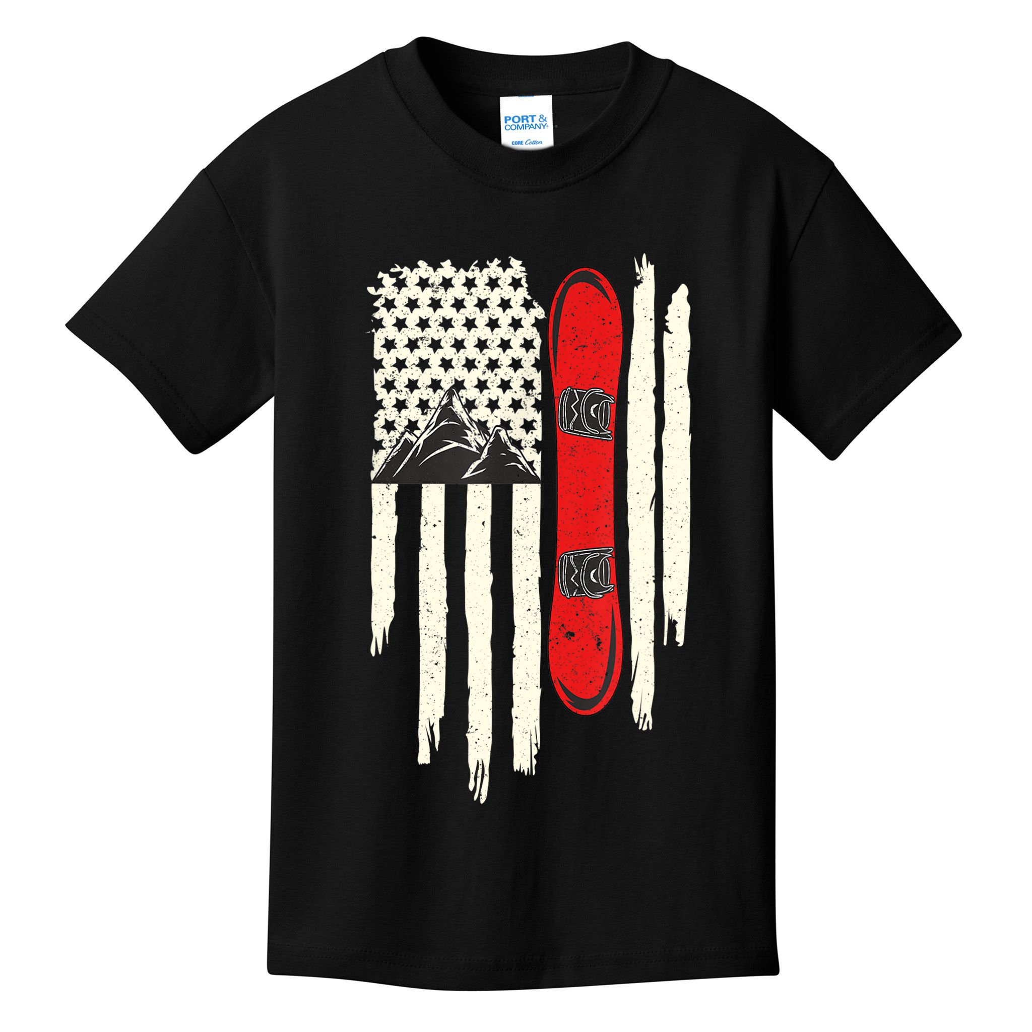Snowboard American Flag Winter Sports Alpine Snowboarding TShirt Kids T-Shirt