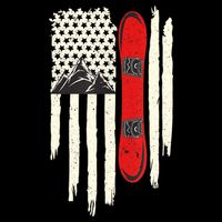 Snowboard American Flag Winter Sports Alpine Snowboarding TShirt Zip Tote Bag