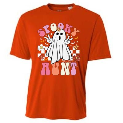 Spooky Aunt Floral Ghost Hippie Halloween Spooky Family Cooling Performance Crew T-Shirt