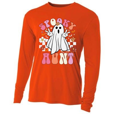 Spooky Aunt Floral Ghost Hippie Halloween Spooky Family Cooling Performance Long Sleeve Crew