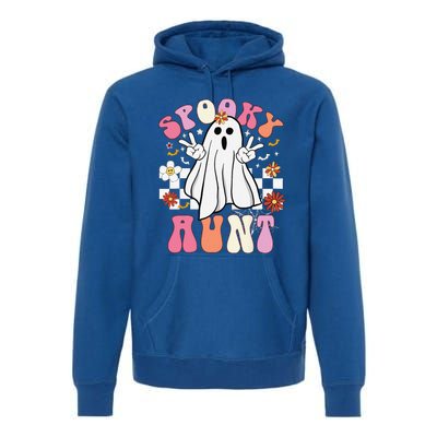 Spooky Aunt Floral Ghost Hippie Halloween Spooky Family Premium Hoodie