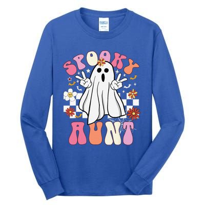 Spooky Aunt Floral Ghost Hippie Halloween Spooky Family Tall Long Sleeve T-Shirt