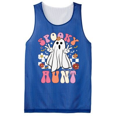 Spooky Aunt Floral Ghost Hippie Halloween Spooky Family Mesh Reversible Basketball Jersey Tank