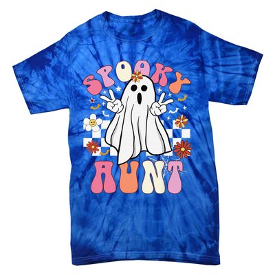 Spooky Aunt Floral Ghost Hippie Halloween Spooky Family Tie-Dye T-Shirt